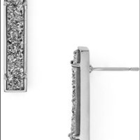 NWT Kendra Scott Levi RARE & Retired Platinum Drusy Earrings Silver Hard To Find - Picture 6 of 13